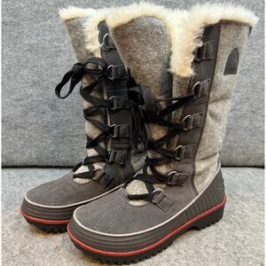 Sorel Joan of Arctic Gray Waterproof Winter Snow Boots Tall‎ Lace Up Womens6